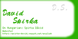 david spirka business card